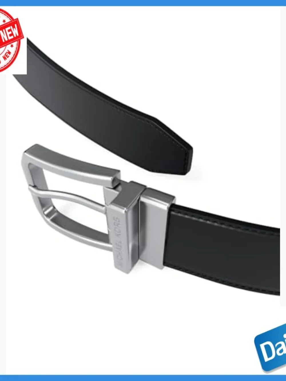 Reversible Leather Belt with Gold Buckle, Size 42, Medium Weight